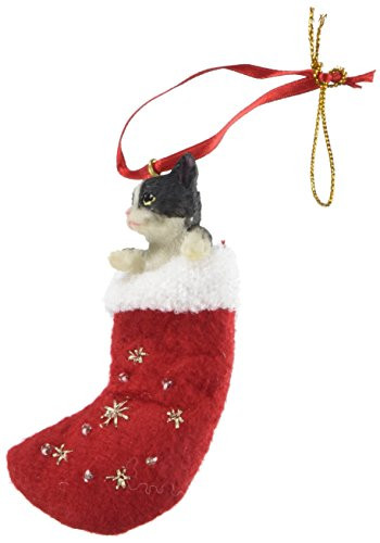 E&S Pets orn222-3 Santa's Little Pals Christmas Ornaments, Black and White Cat