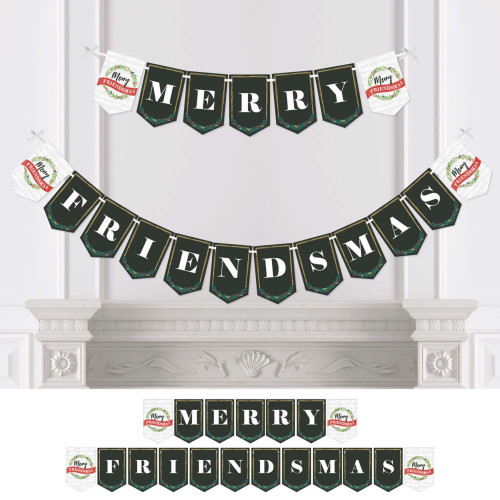 Big Dot of Happiness Rustic Merry Friendsmas - Friends Christmas Party Bunting Banner - Party Decorations - Merry Friendsmas
