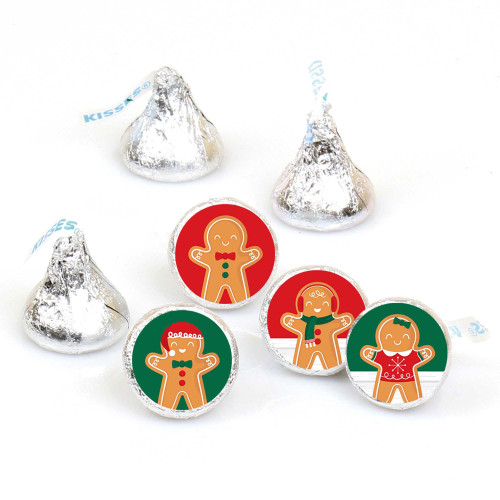 Big Dot of Happiness Gingerbread Christmas - Gingerbread Man Holiday Party Round Candy Sticker Favors - Labels Fit Hershey's Kisses (1 sheet of 108)