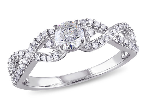 5/8 Carat (ctw H-I, I1-I2) Diamond Twist Engagement Ring in 14K White Gold - 08DLG100571475W-5.5