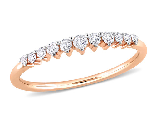 1/5 Carat (ctw G-H-I, I2-I3) Diamond Wedding Band Ring in 14K Rose Pink Gold - 08DLG1005558W-6