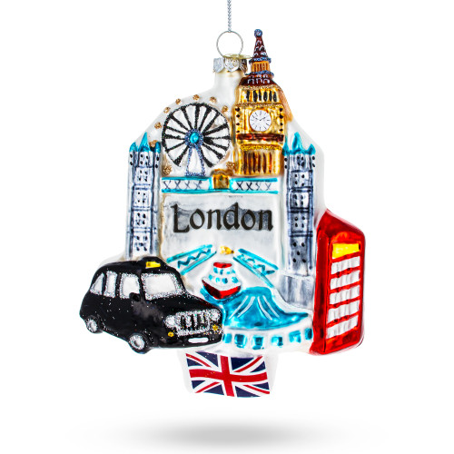 London Attractions, United Kingdom Glass Christmas Ornament - CC-0373