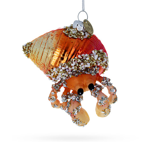 Orange Hermit Crab Glass Christmas Ornament - CC-0386