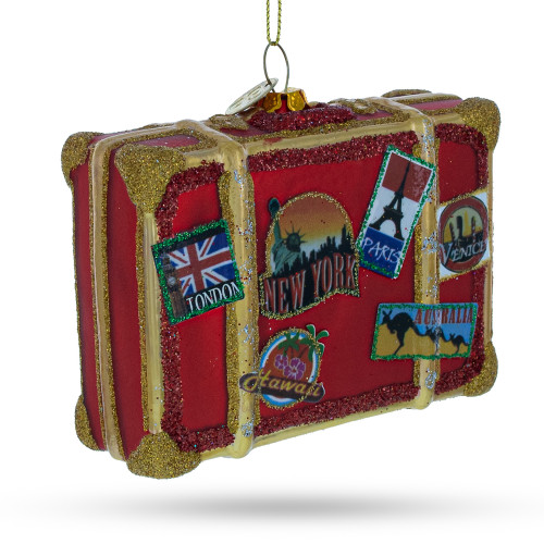 Travelers Suitcase Glass Christmas Ornament - CC-0217