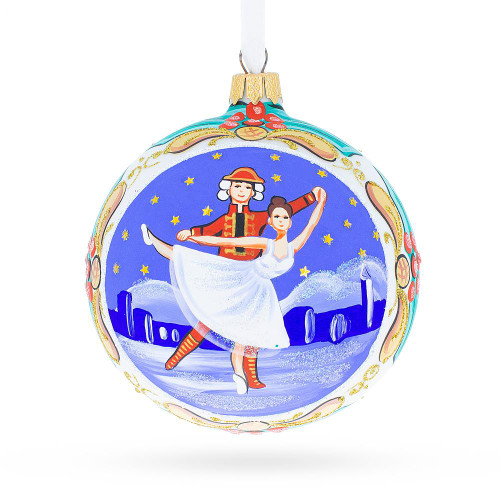 Ballet Dancers Glass Ball Christmas Ornament  4 Inches - KK-0883-100