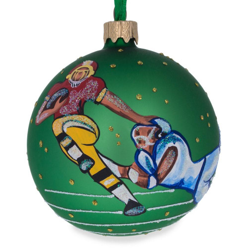 American Football Glass Ball Christmas Ornament 3.25 Inches