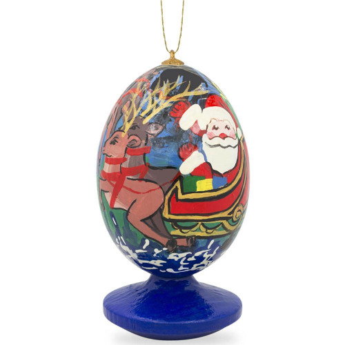 Santa Claus, Reindeer in Winter Village Wooden Christmas Ornament - PP-181-ORN