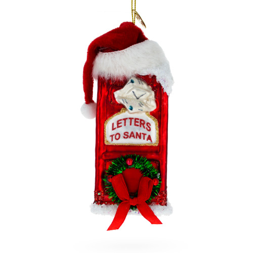 Santa Mailbox Glass Christmas Ornament - CC-0699