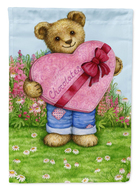 Caroline's Treasures CDCO318AGF Valentine Teddy Bear with Chocolates Flag Garden Size , Small, multicolor