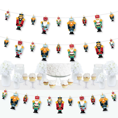 Big Dot of Happiness Christmas Nutcracker - Holiday Party DIY Decorations - Clothespin Garland Banner - 44 Pc