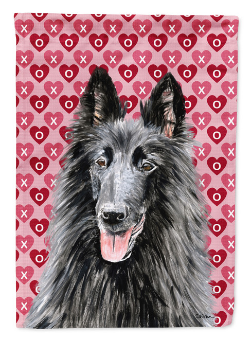 Caroline's Treasures SC9241-FLAG-PARENT Belgian Sheepdog Hearts Love and Valentine's Day Portrait Flag, , multicolor - SC9241CHF