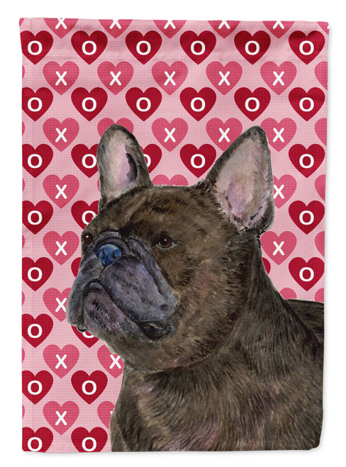 Caroline's Treasures SS4519-FLAG-PARENT French Bulldog Hearts Love and Valentine's Day Portrait Flag, , multicolor - SS4519CHF