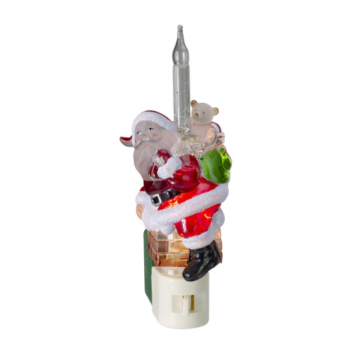 7" Red and White Santa Claus In Chimney Christmas Bubble Night Light