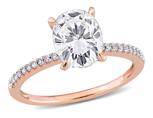 2.00 Carat (ctw) Lab-Created Oval Moissanite Solitaire Engagement Ring 14K Rose Gold with Diamonds - 08DLG1005630MOIR-8