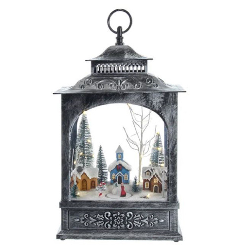 Battery Operated LED Musical Christmas Village Lantern 15 Inch JEL1305