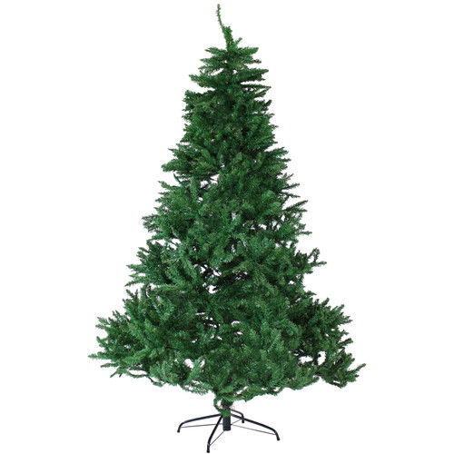 Sunnydaze Indoor Unlit Faux Tannenbaum Slim Evergreen Holiday Christmas Tree with Hinged Branches - 7' - Green