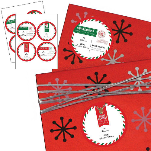 Big Dot of Happiness Santa's Special Delivery - Large Christmas Sticker Gift Tags - from Santa Stickers Gift Stickers - Set of 8