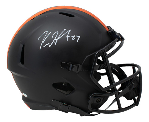Kareem Hunt Signed Cleveland Browns Full Size Speed Rep Matte Black Helmet JSA
