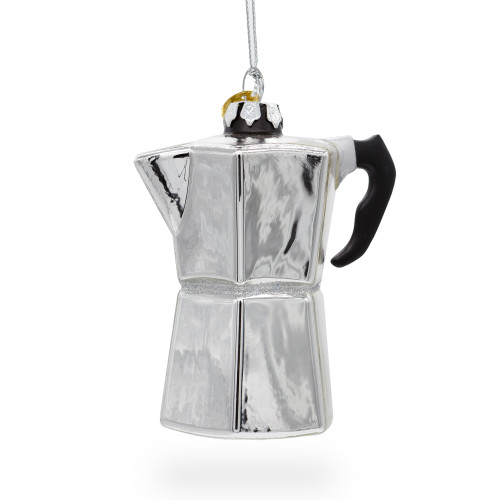 Coffee Maker Mocha Pot Glass Christmas Ornament