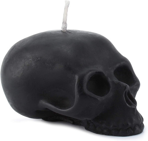 Large Black Skull Shaped Candle, 4.75" x 3" Decorative Themed Candles for Halloween, Horror and Novelty Decor, 1pk