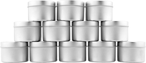 4oz Small Candle Tins; Metal Storage Containers for Candle Making, Party Favors, Spices, Gifts, Balms & Gels, 12pk