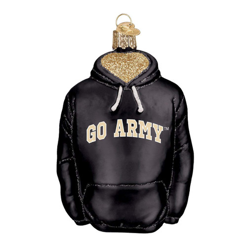 Old World Christmas US Military Academy Army Black Knights Hoodie Glass Ornament