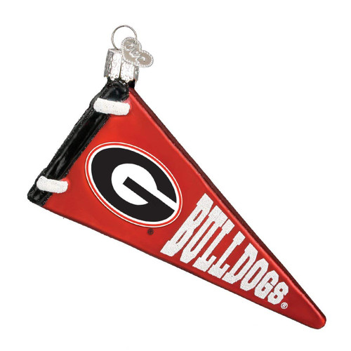 Old World Christmas University of Georgia Bulldogs Pennant Glass Ornament 62306