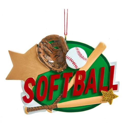 Softball with Equipment Christmas Tree Ornament A2114