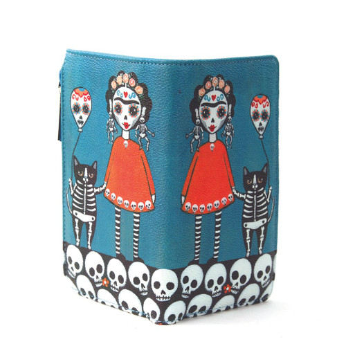Sugar Skull Girl with Balloon Cat Wallet in Vinyl