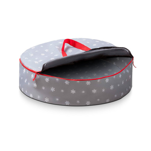 30" Gray Snowflakes Tear Resistant Christmas Wreath Storage Bag