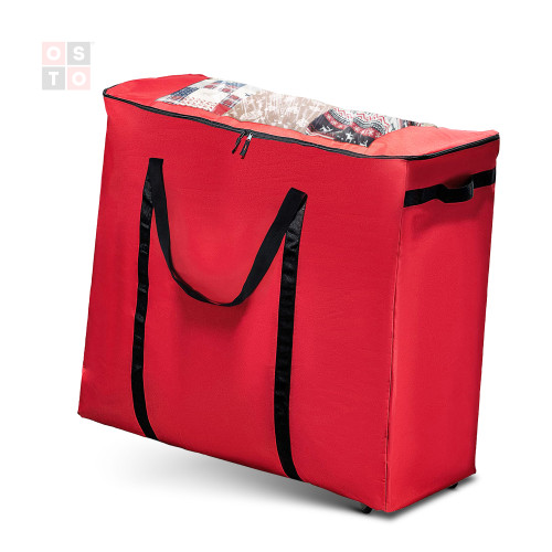 36" Red Rolling Christmas Accessory Bag with 2 Wheels