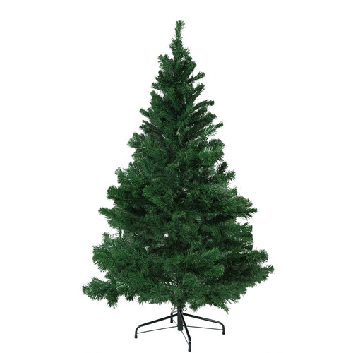 Sunnydaze Indoor Artificial Unlit Canadian Pine Full Christmas Tree with Metal Stand and Hinged Branches - 5' - Green