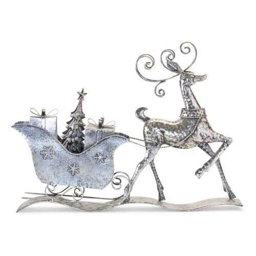 26.5" Deer with Sleigh Christmas Tabletop Figurine