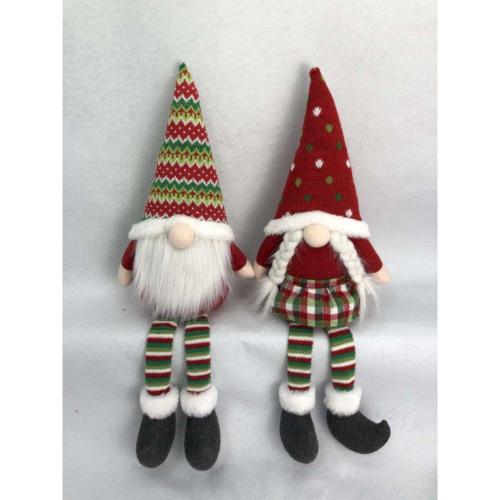 Set of 2 Red and Green Gnomes Christmas 4 Piece Tabletop Decors 24"