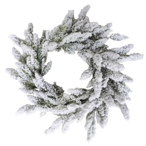 Heavily Flocked Artificial Pine Christmas Wreath, 16.5-Inch, Unlit