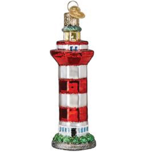 Old World Christmas Hilton Head Lighthouse Glass Ornament FREE BOX 20127