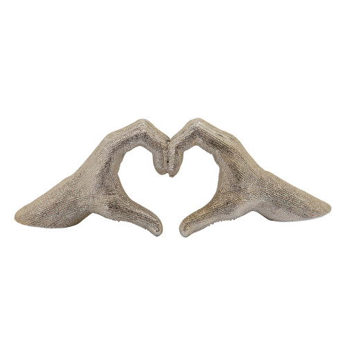 14" Metallic Champagne Gold Ceramic Hand Heart Tabletop Sculpture