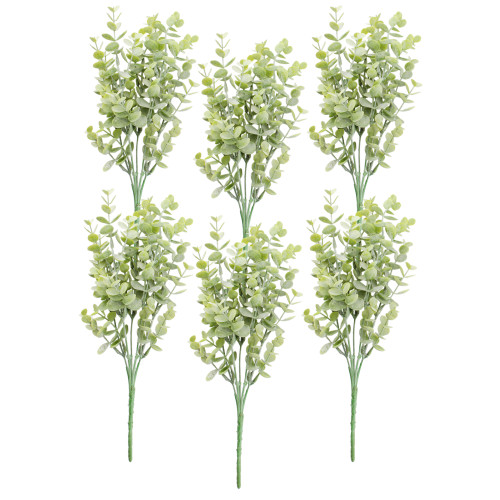 AuldHome Artificial Eucalyptus Picks (6-Pack, 13-Inch); Eucalyptus Bush Greenery Stems for Christmas, Holiday and Winter Decor