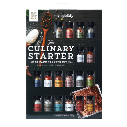 Thoughtfully Gourmet, Culinary Starter Gift Set, Includes a Variety of Spice Blends, Salts and Seasonings, Pack of 18