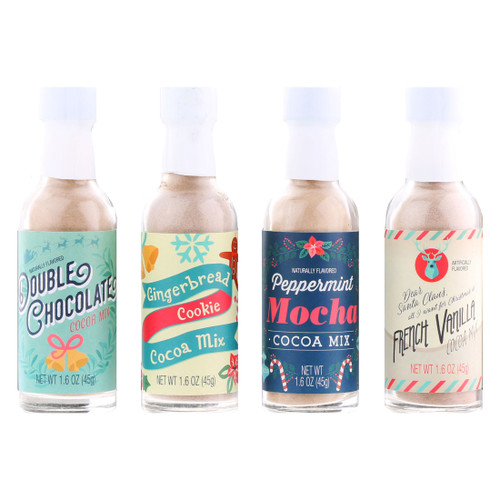 Gourmet Cocoa Mixes, Includes 4 Unique Flavors Like Gingerbread, Vanilla, and More, Set of 4