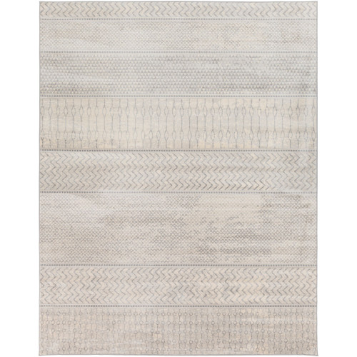 8.8' x 12.25' Contemporary Style Gray and Beige Rectangular Area Throw Rug