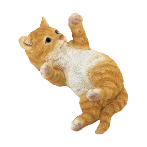 7" White and Orange Kitty Cat Outdoor Garden Figurine