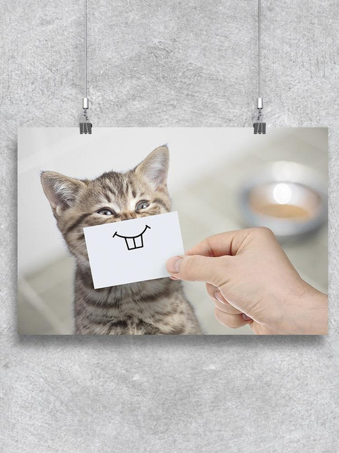 Cute Funny Cat With Paper Smile Poster -Image by Shutterstock