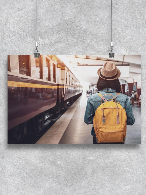 Young Woman At The Train Station Poster -Image by Shutterstock