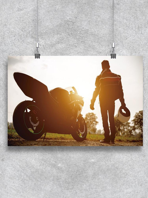 Sport Motorcycle And Rider Poster -Image by Shutterstock
