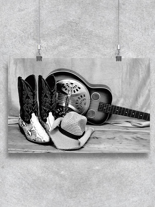 Cowboy Boots, Hat And A Guitar Poster -Image by Shutterstock