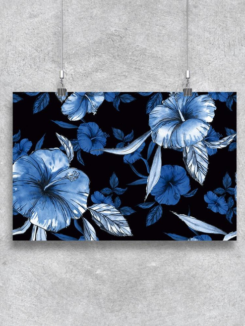Blue Floral Collage Pattern Poster -Image by Shutterstock