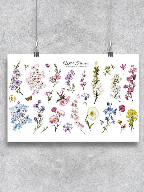 Colored Watercolor Flowers. Poster -Image by Shutterstock