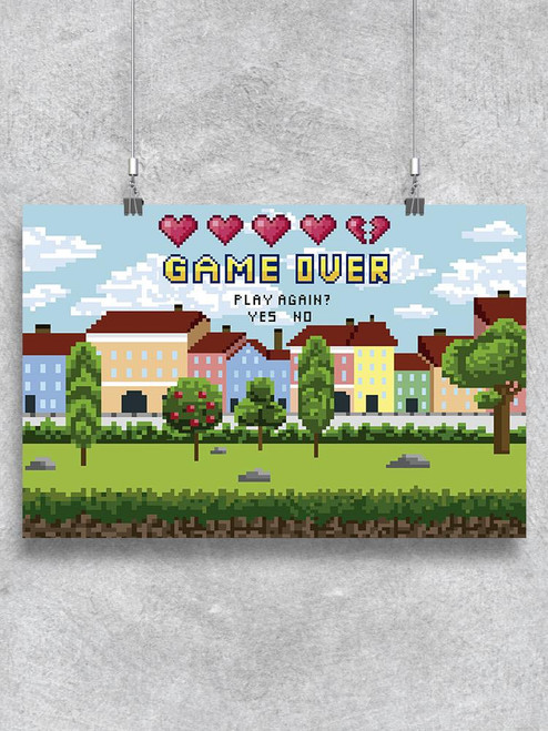 Game Over 8-Bit City Landscape  Poster -Image by Shutterstock