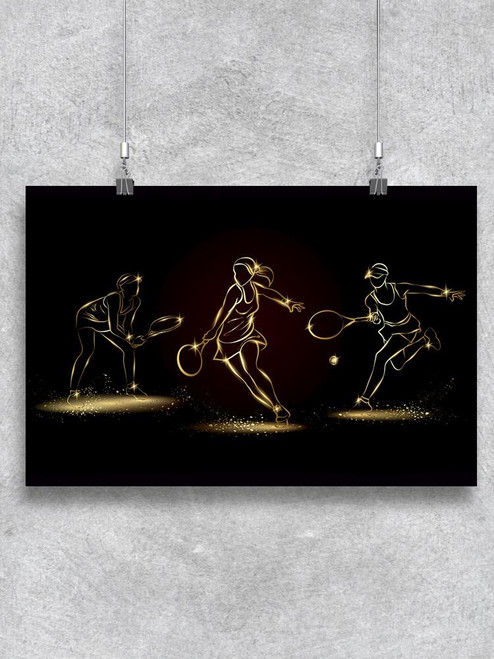 Tennis Players Golden Outline Poster -Image by Shutterstock